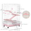 PawHut 45"H 4-Level Small Animal Cage Rabbit Hutch with Universal Lockable Wheels, Slide-Out Tray for Bunny, Chinchillas, Ferret, Pink