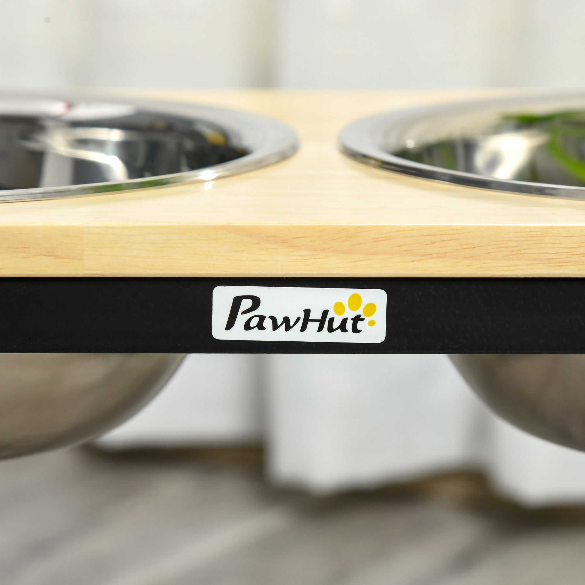 PawHut Elevated Dog Bowls with Stand, Raised Dog Feeder for Large Sized Dogs, Natural