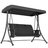 Outsunny 3 Person Porch Swing, Outdoor Swing Chair with High Back Design, Side Pouches and Adjustable Canopy, Black