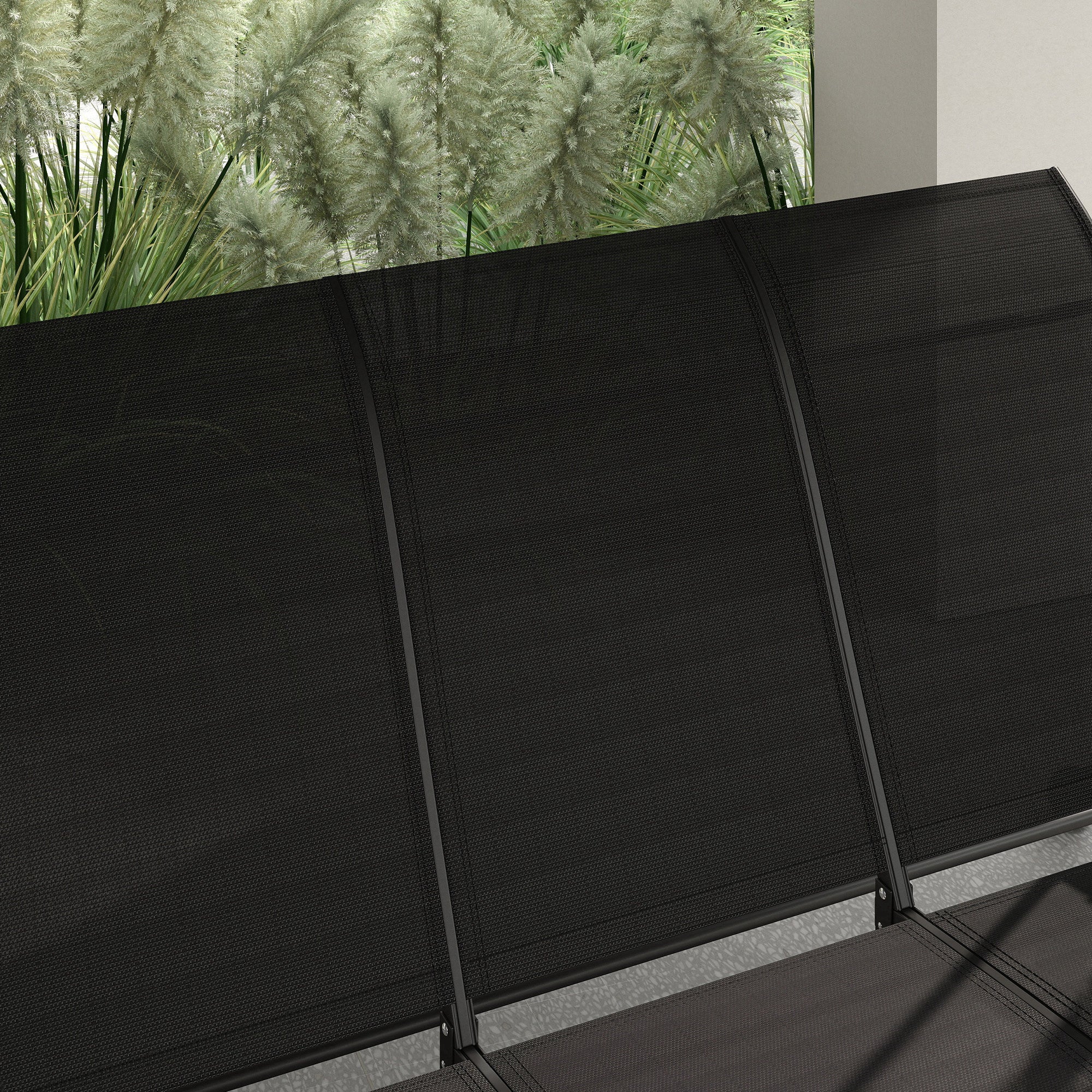 Outsunny 3 Person Porch Swing, Outdoor Swing Chair with High Back Design, Side Pouches and Adjustable Canopy, Black