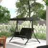 Outsunny 3 Person Porch Swing, Outdoor Swing Chair with High Back Design, Side Pouches and Adjustable Canopy, Black