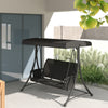 Outsunny 3 Person Porch Swing, Outdoor Swing Chair with High Back Design, Side Pouches and Adjustable Canopy, Black