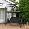 Outsunny 3 Person Porch Swing, Outdoor Swing Chair with High Back Design, Side Pouches and Adjustable Canopy, Black