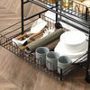 HOMCOM Rolling Kitchen Cart, 3-Tier Utility Storage Cart with 2 Basket Drawers & Side Hooks, Lockable Casters for Dining Room