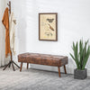 HOMCOM Bedroom Bench, End of Bed Bench with Button Tufted Design, PU Leather Upholstered Entryway Bench with Wood Legs, Brown