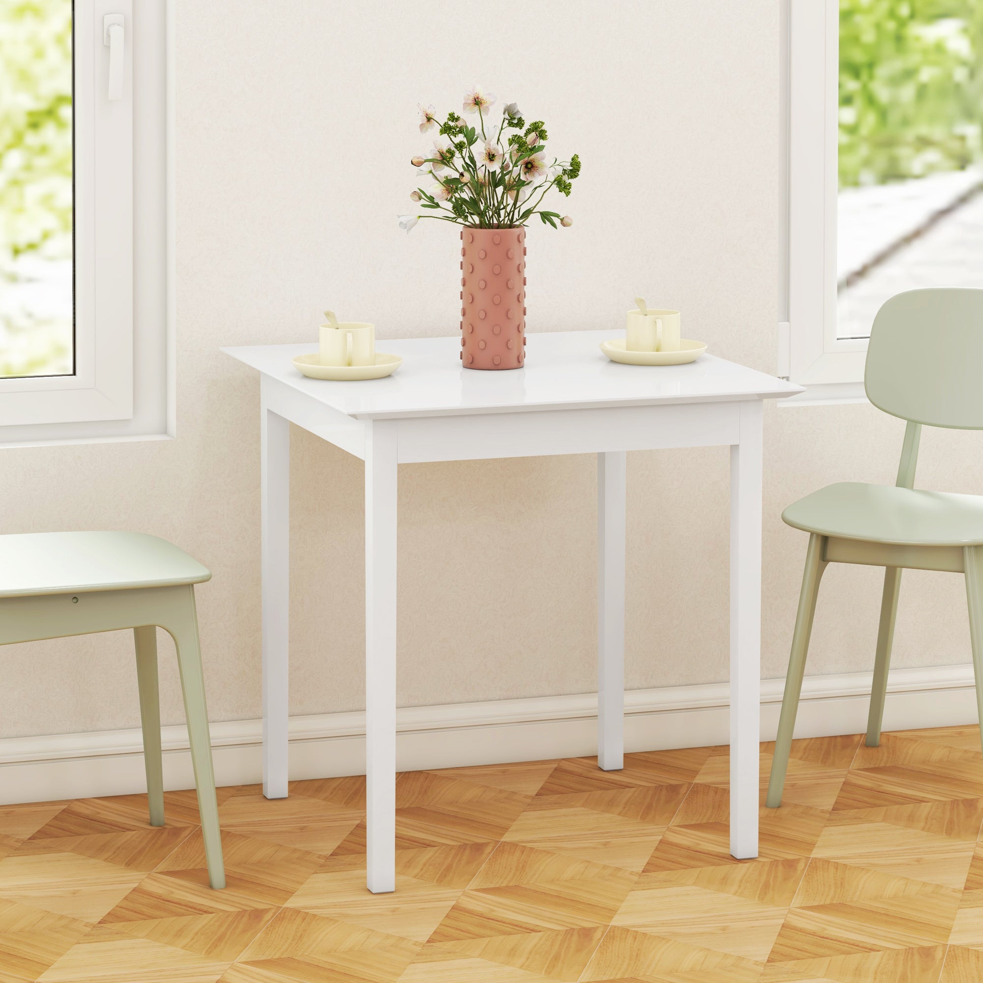 HOMCOM 30" Solid Wood Dining Table for 2, Farmhouse Dinner Table, Kitchen Table for Small Place, White