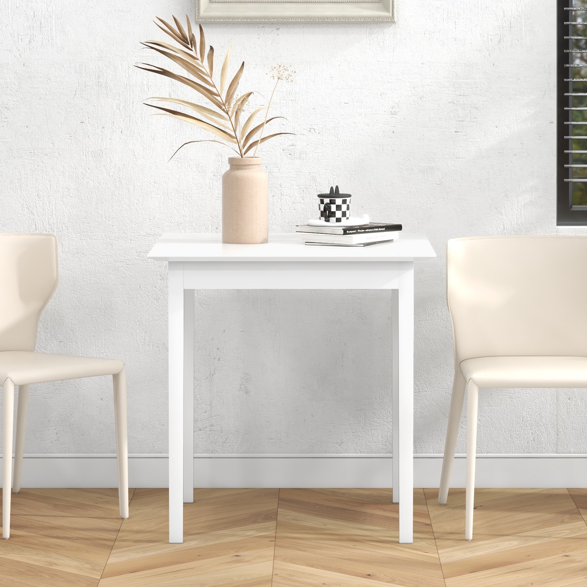 HOMCOM 30" Solid Wood Dining Table for 2, Farmhouse Dinner Table, Kitchen Table for Small Place, White