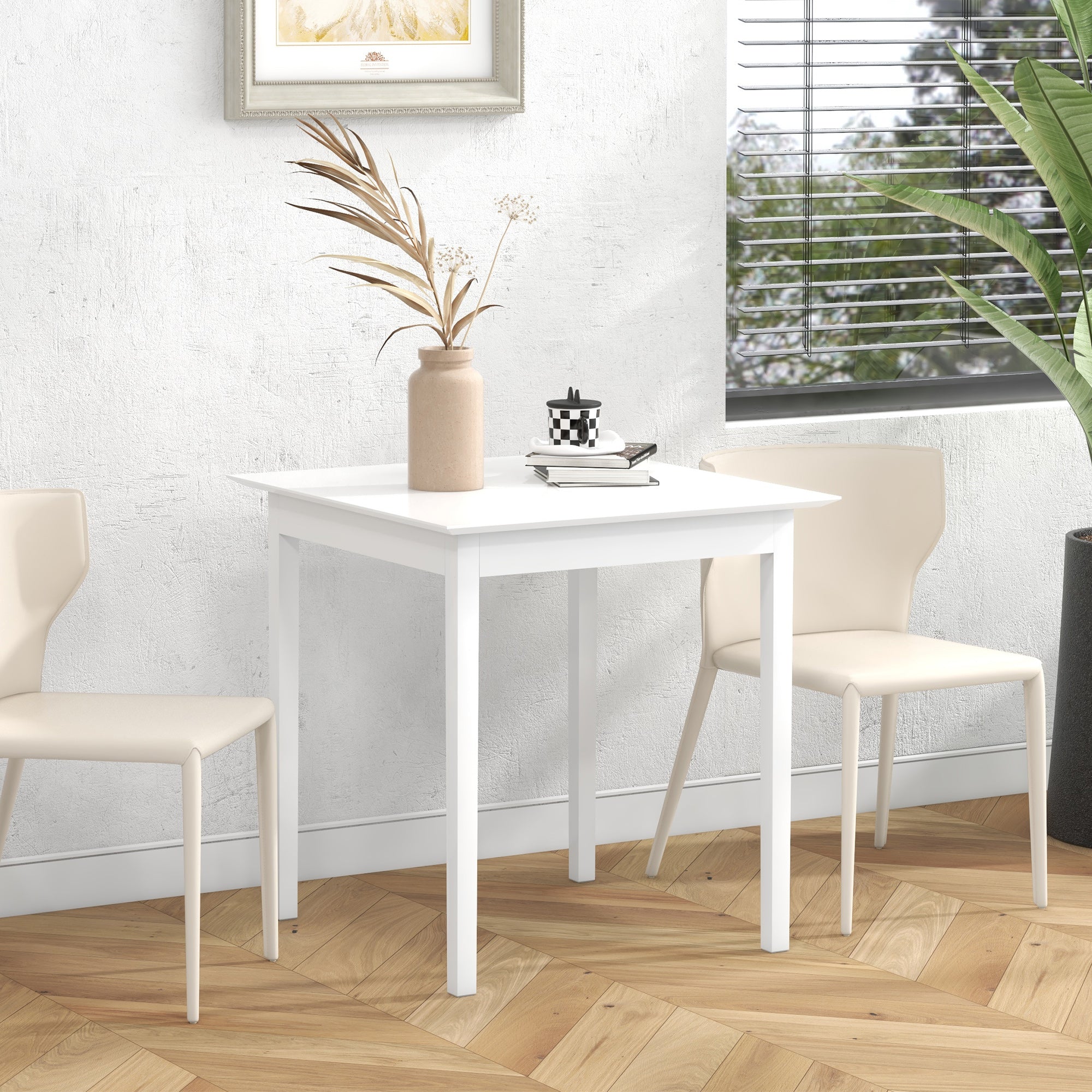 HOMCOM 30" Solid Wood Dining Table for 2, Farmhouse Dinner Table, Kitchen Table for Small Place, White
