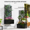 Outsunny Metal Raised Garden Bed with Trellis, Freestanding or Wall Mounted Garden Planter, Outdoor Planter Box with Privacy Panel for Garden, Patio, Balcony