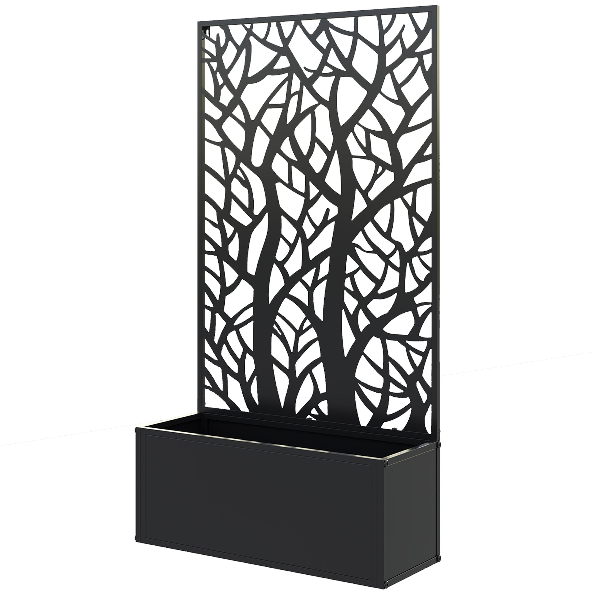 Outsunny Metal Raised Garden Bed with Trellis, Freestanding or Wall Mounted Garden Planter, Outdoor Planter Box with Privacy Panel for Garden, Patio, Balcony