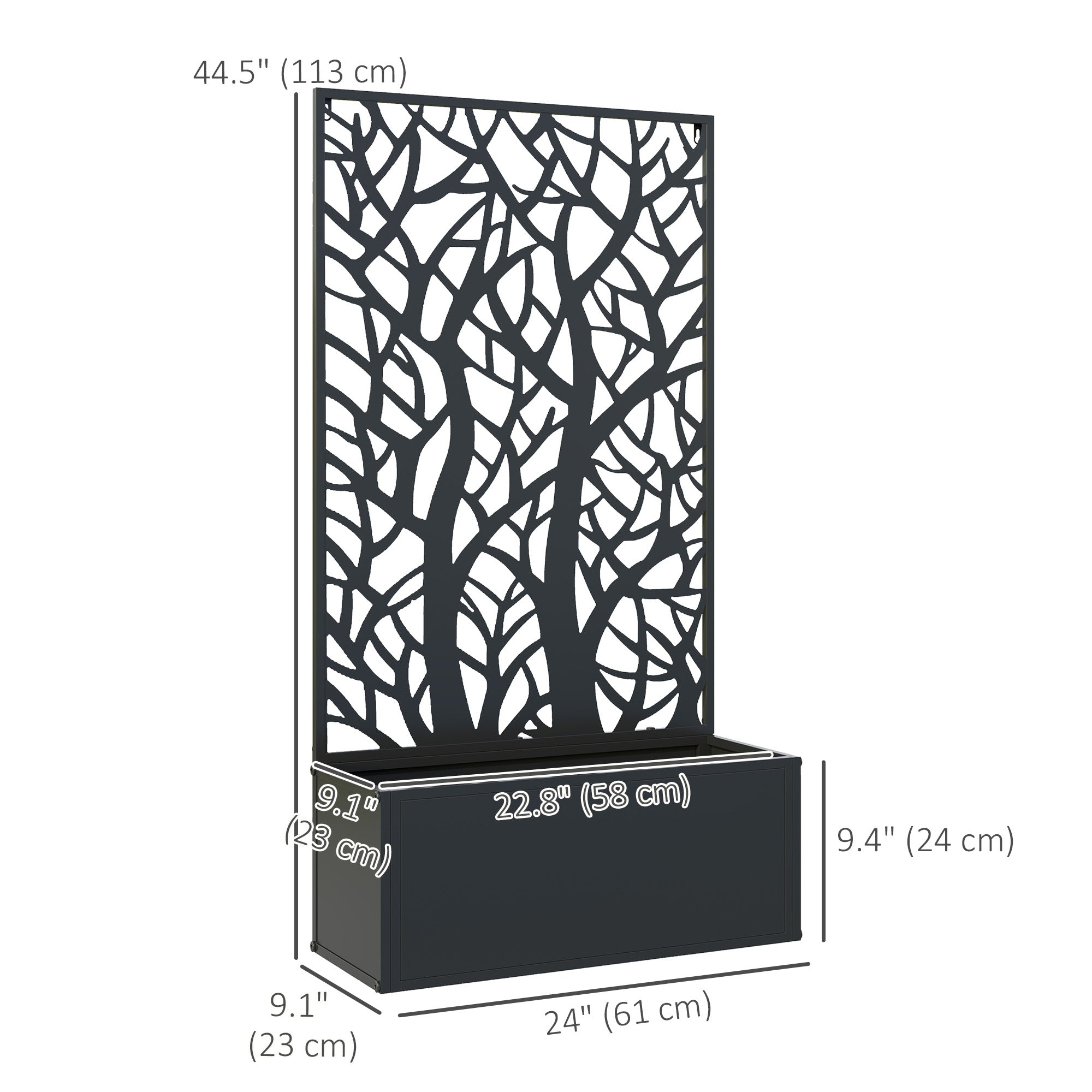 Outsunny Metal Raised Garden Bed with Trellis, Freestanding or Wall Mounted Garden Planter, Outdoor Planter Box with Privacy Panel for Garden, Patio, Balcony