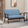 HOMCOM 48" Loveseat Sofa for Bedroom, Modern Love Seats Furniture, Upholstered 2 Seater Couch with Rubber Wood Legs for Living Room, Blue