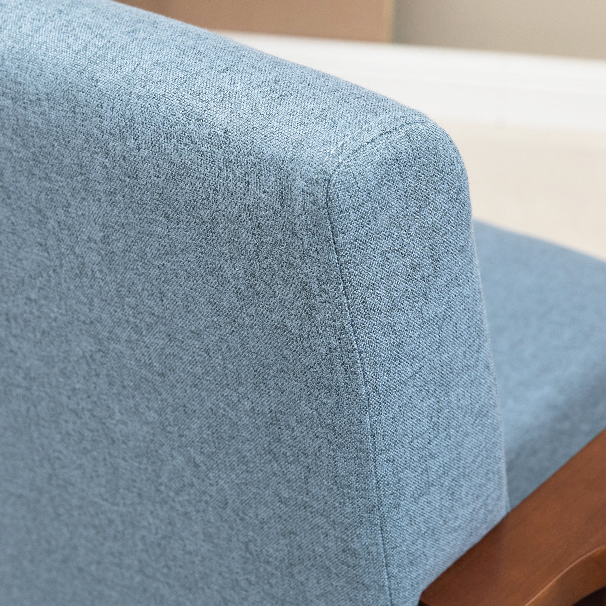 HOMCOM 48" Loveseat Sofa for Bedroom, Modern Love Seats Furniture, Upholstered 2 Seater Couch with Rubber Wood Legs for Living Room, Blue