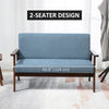HOMCOM 48" Loveseat Sofa for Bedroom, Modern Love Seats Furniture, Upholstered 2 Seater Couch with Rubber Wood Legs for Living Room, Blue