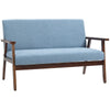 HOMCOM 48" Loveseat Sofa for Bedroom, Modern Love Seats Furniture, Upholstered 2 Seater Couch with Rubber Wood Legs for Living Room, Blue