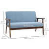 HOMCOM 48" Loveseat Sofa for Bedroom, Modern Love Seats Furniture, Upholstered 2 Seater Couch with Rubber Wood Legs for Living Room, Blue
