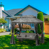 Outsunny 3 Person Outdoor Patio Daybed 3 in 1 Canopy Gazebo Swing Chair Garden Hammock with Mesh Mosquito Net and Sun Shade, Grey