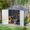 Outsunny 8' x 6' Garden Storage Shed, Outdoor Storage Patio Shed with Aluminum Frame, Galvanized Foundation Kit, Latched Door, Air Vents, Window for Backyard, Lawn, Light Grey