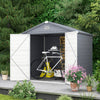 Outsunny 8' x 6' Garden Storage Shed, Outdoor Storage Patio Shed with Aluminum Frame, Galvanized Foundation Kit, Latched Door, Air Vents, Window for Backyard, Lawn, Light Grey