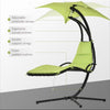 Outsunny Outdoor Hammock Chair with Stand, Floating Chaise Lounge Chair with Soft Padded Cushion, Hanging Hammock Swing Reclining Seat with Canopy Umbrella, Green