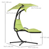 Outsunny Outdoor Hammock Chair with Stand, Floating Chaise Lounge Chair with Soft Padded Cushion, Hanging Hammock Swing Reclining Seat with Canopy Umbrella, Green