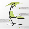 Outsunny Outdoor Hammock Chair with Stand, Floating Chaise Lounge Chair with Soft Padded Cushion, Hanging Hammock Swing Reclining Seat with Canopy Umbrella, Green