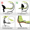 Outsunny Outdoor Hammock Chair with Stand, Floating Chaise Lounge Chair with Soft Padded Cushion, Hanging Hammock Swing Reclining Seat with Canopy Umbrella, Green