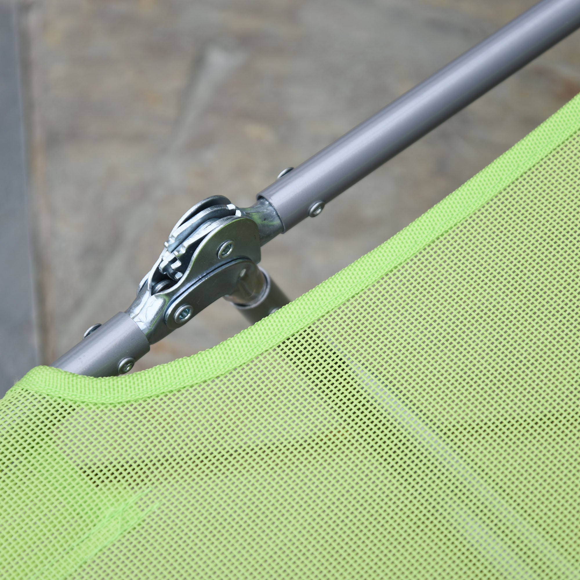 Outsunny Outdoor Lounge Chair, Portable Adjustable Reclining Seat Folding Chaise Lounge Patio Camping Beach Tanning Chair Bed with Pillow, Light Green