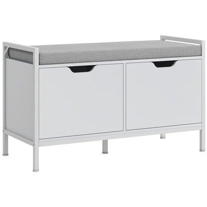HOMCOM Shoe Bench with Seat Cushion, Shoe Storage Bench, Shoe Cabinet for Hallway, Entryway Bench, Supports 352lbs, White
