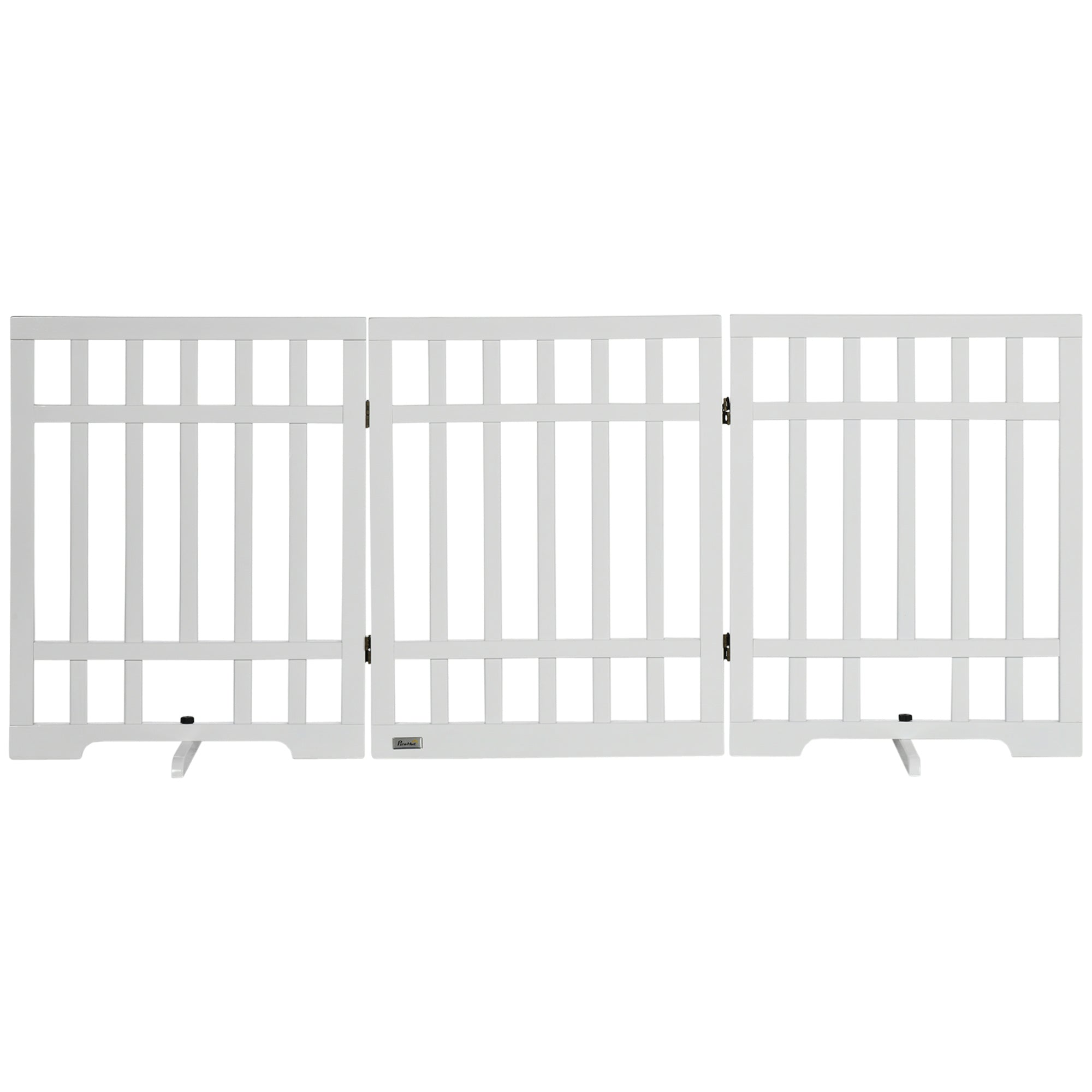 PawHut Freestanding Pet Gate with 2PCS Support Feet, 3 Panels Folding Dog Gates for the House Doorway Stairs, Expands up to 71.3" Wide, 29.9" Tall, White