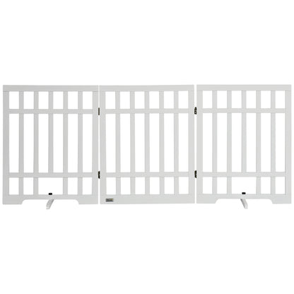 PawHut Freestanding Pet Gate with 2PCS Support Feet, 3 Panels Folding Dog Gates for the House Doorway Stairs, Expands up to 71.3" Wide, 29.9" Tall, White