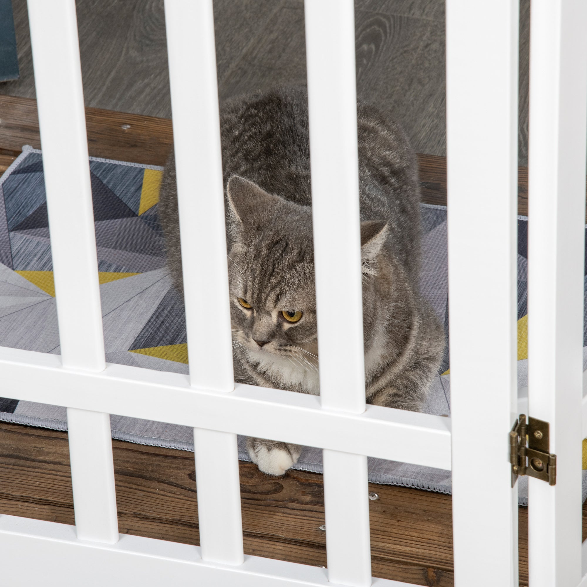 PawHut Freestanding Pet Gate with 2PCS Support Feet, 3 Panels Folding Dog Gates for the House Doorway Stairs, Expands up to 71.3" Wide, 29.9" Tall, White