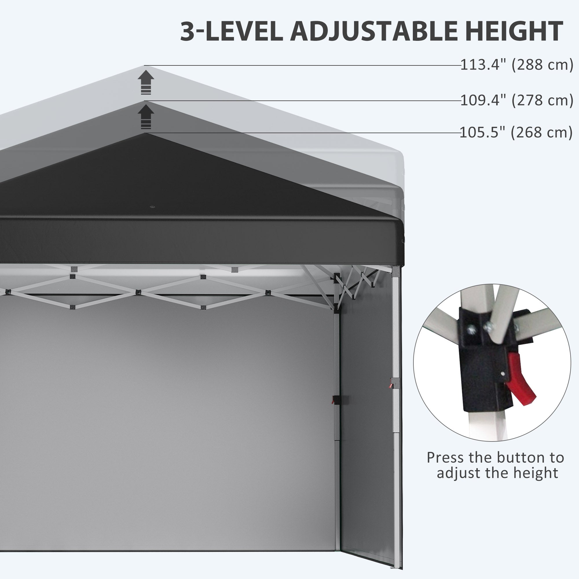 Outsunny 10' x 10' Pop Up Canopy Tent with Removable Sidewalls, Instant Shelter with Portable Roller Bag, 4 Sand Bags, Adjustable Height for Outdoor, Garden, Patio, Black