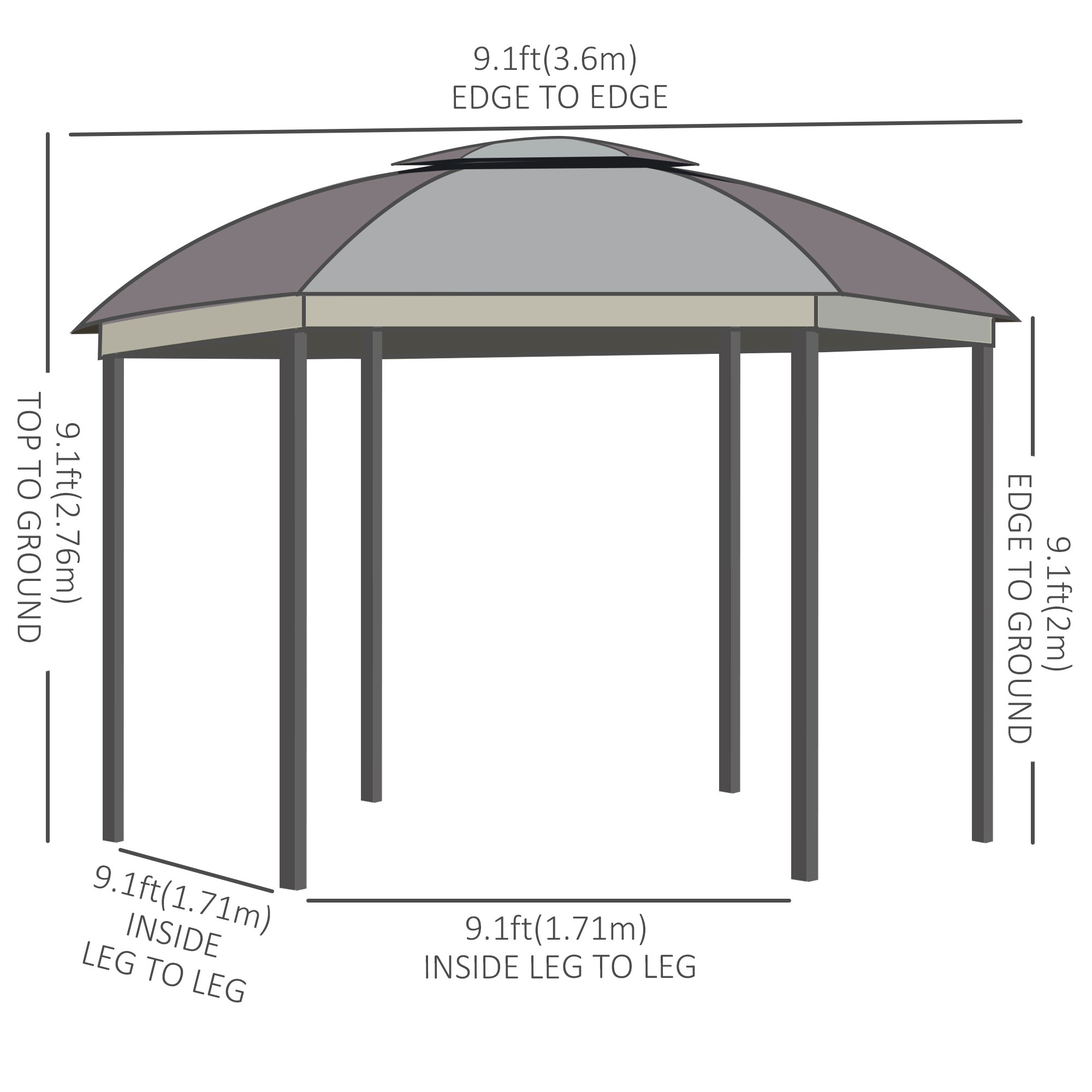 Outsunny 12' x 12' Round Outdoor Gazebo, Patio Double Soft Top Gazebo Canopy Shelter with Zipper Netting Sidewalls and Removable Curtains for Garden, Patio, Backyard, Brown
