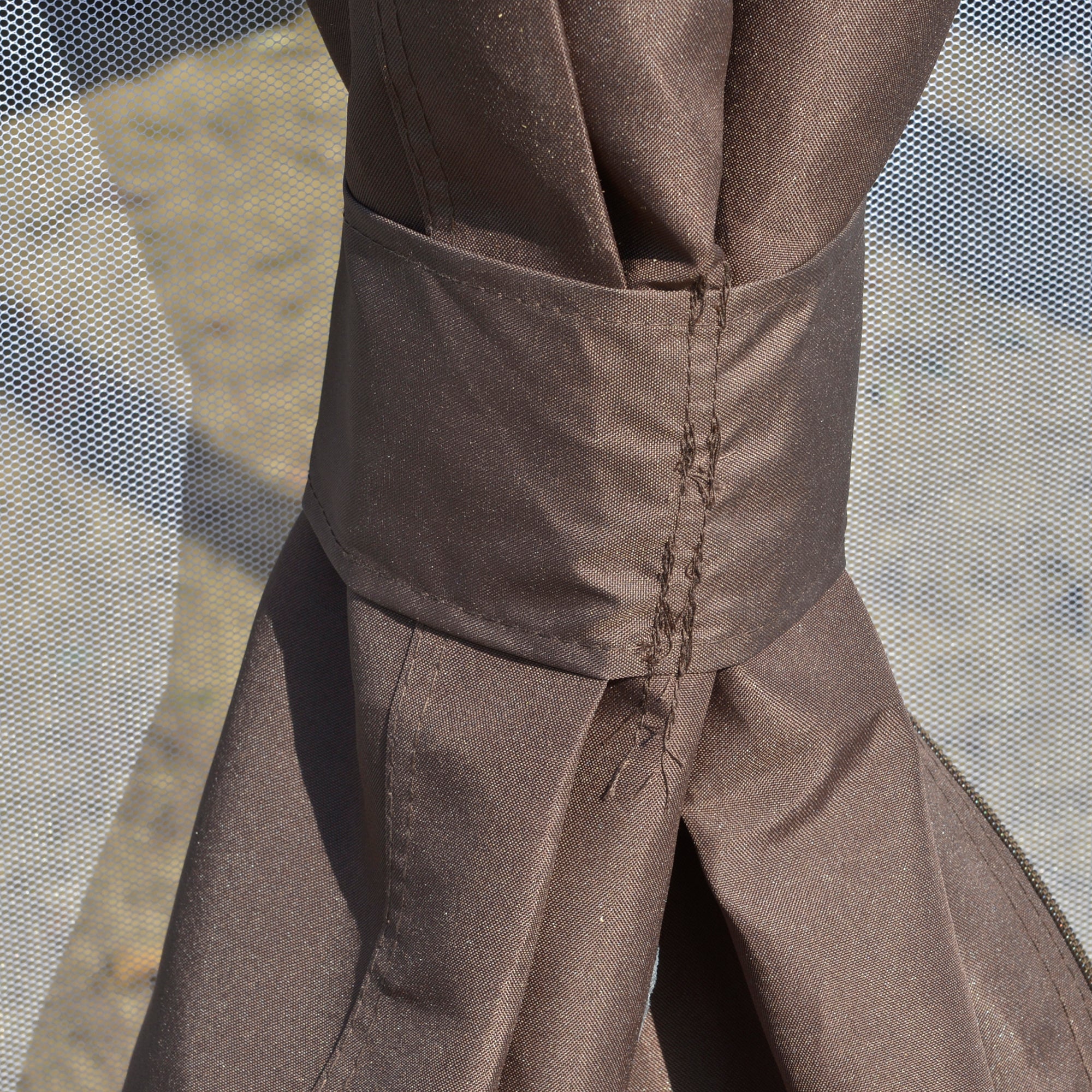 Outsunny 12' x 12' Round Outdoor Gazebo, Patio Double Soft Top Gazebo Canopy Shelter with Zipper Netting Sidewalls and Removable Curtains for Garden, Patio, Backyard, Brown