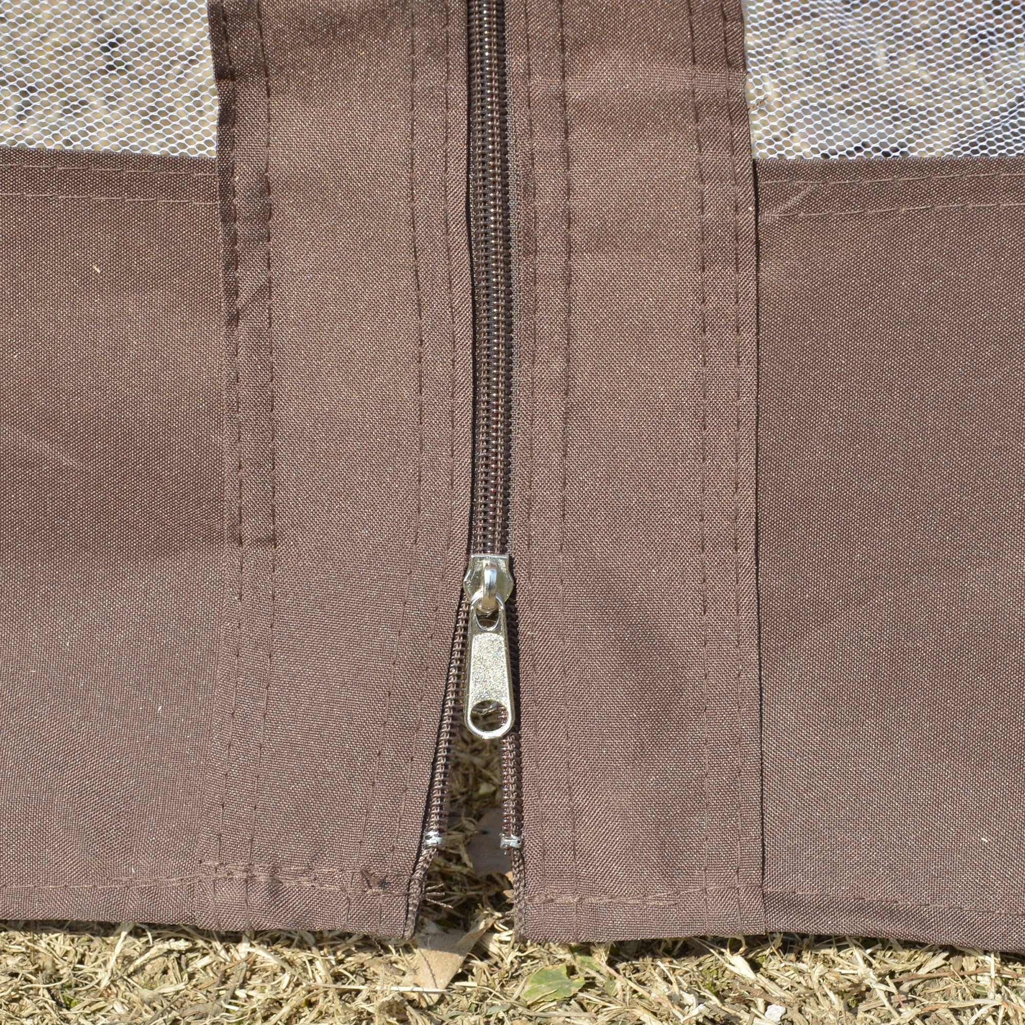 Outsunny 12' x 12' Round Outdoor Gazebo, Patio Double Soft Top Gazebo Canopy Shelter with Zipper Netting Sidewalls and Removable Curtains for Garden, Patio, Backyard, Brown