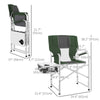 Outsunny Camping Director Chair for Adults, Aluminum Folding Camping Chair with Side Table, Cup Holder, Cooler Bag and Pocket, Grey