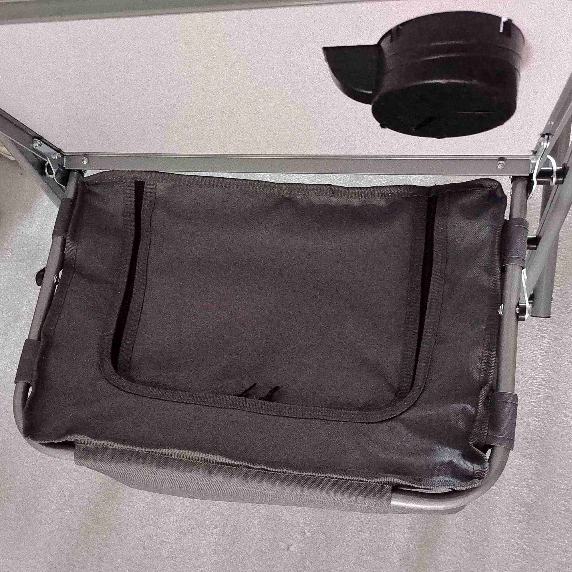 Outsunny Camping Director Chair for Adults, Aluminum Folding Camping Chair with Side Table, Cup Holder, Cooler Bag and Pocket, Grey