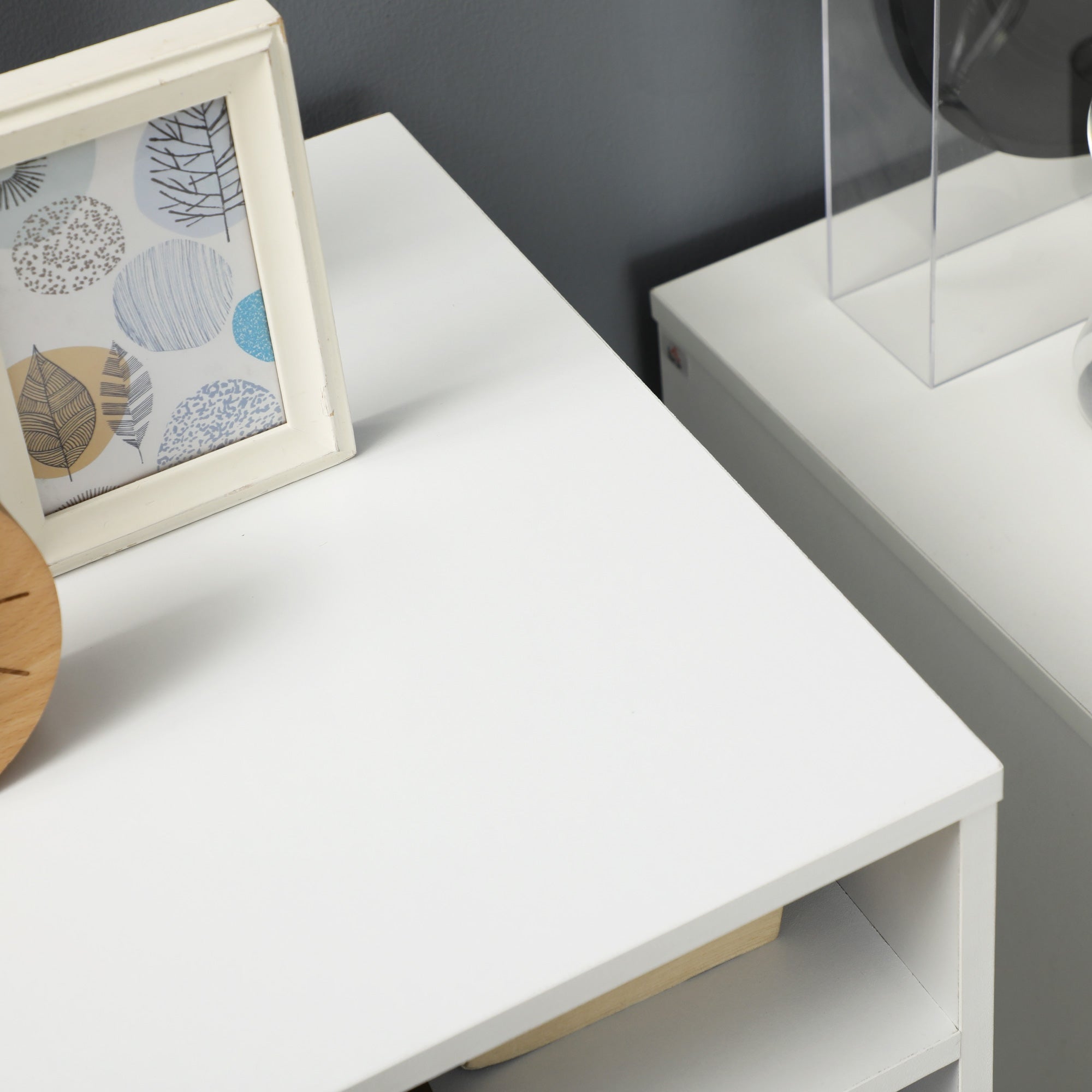 Vinsetto Vertical Filing Cabinet, Mobile File Cabinet on Wheels with 3 Drawers and 4 Open Shelves, Printer Stand with Lockable Casters for Home Office, White