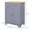 HOMCOM Sideboard Buffet Cabinet with Storage, 27" Kitchen Cabinet with Adjustable Shelf, 2 Drawers and 2 Doors, Coffee Bar Cabinet with Rubberwood Tabletop, Grey