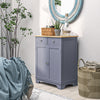 HOMCOM Sideboard Buffet Cabinet with Storage, 27" Kitchen Cabinet with Adjustable Shelf, 2 Drawers and 2 Doors, Coffee Bar Cabinet with Rubberwood Tabletop, Grey