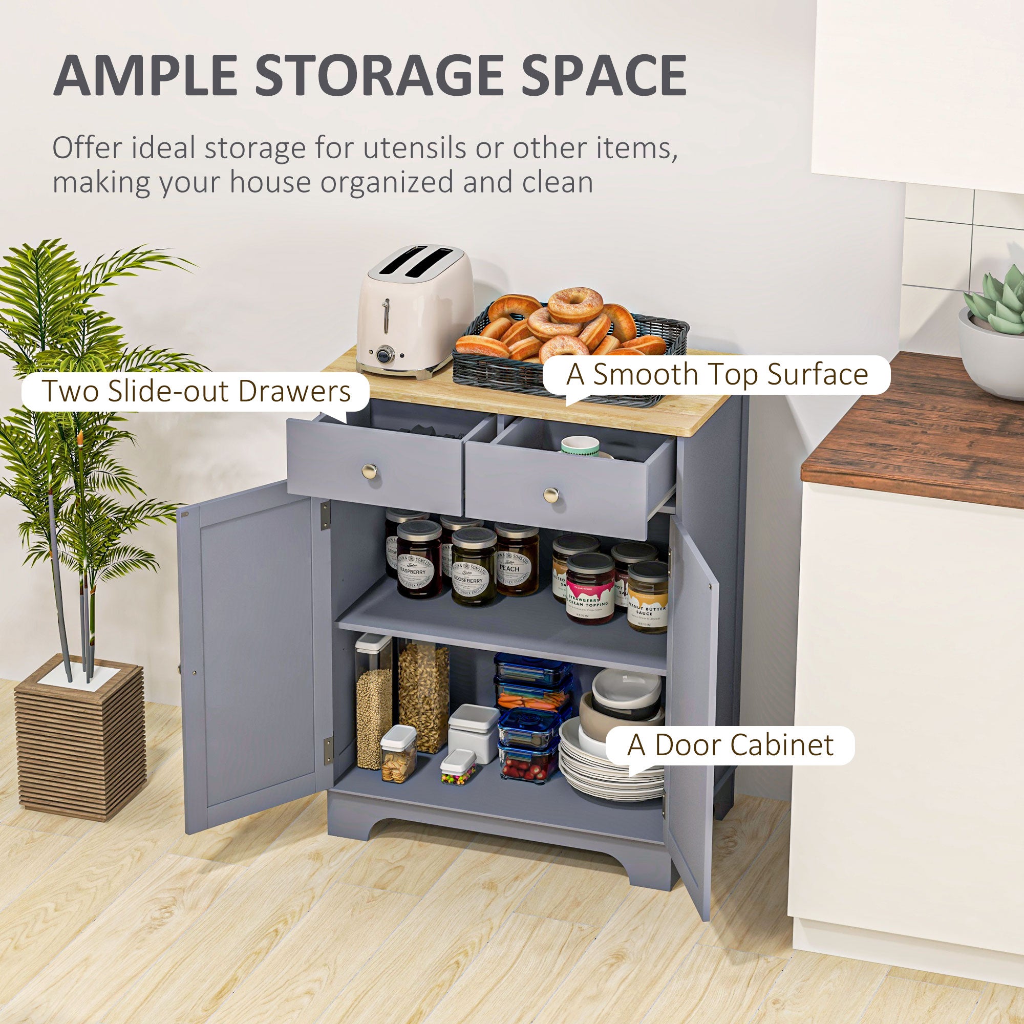 HOMCOM Sideboard Buffet Cabinet with Storage, 27