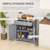 HOMCOM Sideboard Buffet Cabinet with Storage, 27" Kitchen Cabinet with Adjustable Shelf, 2 Drawers and 2 Doors, Coffee Bar Cabinet with Rubberwood Tabletop, Grey