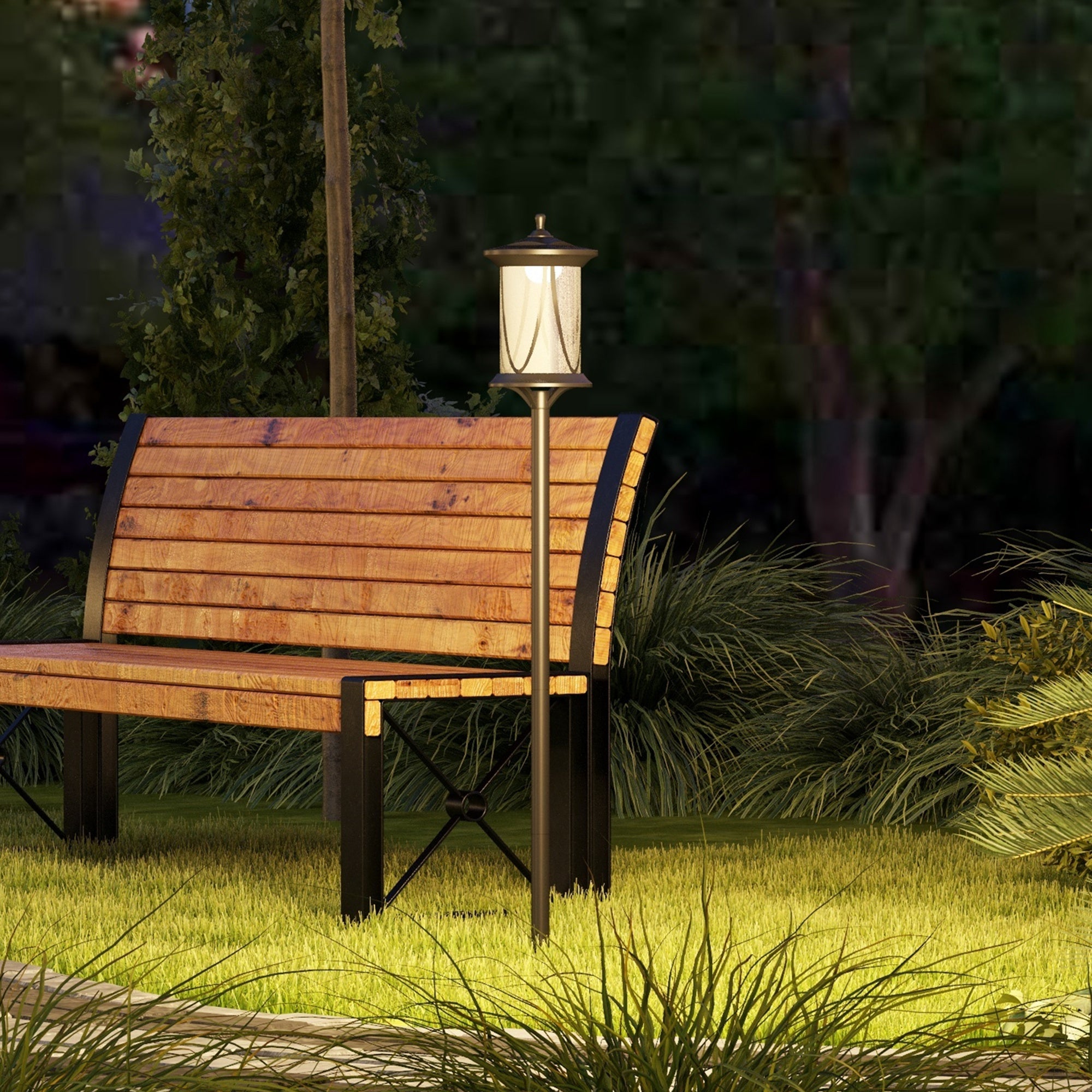 Outsunny Solar Lamp Post Light, 50" LED Outdoor Street Light, Waterproof IP44 for Patio, Garden, Backyard, Pathway, Cool White