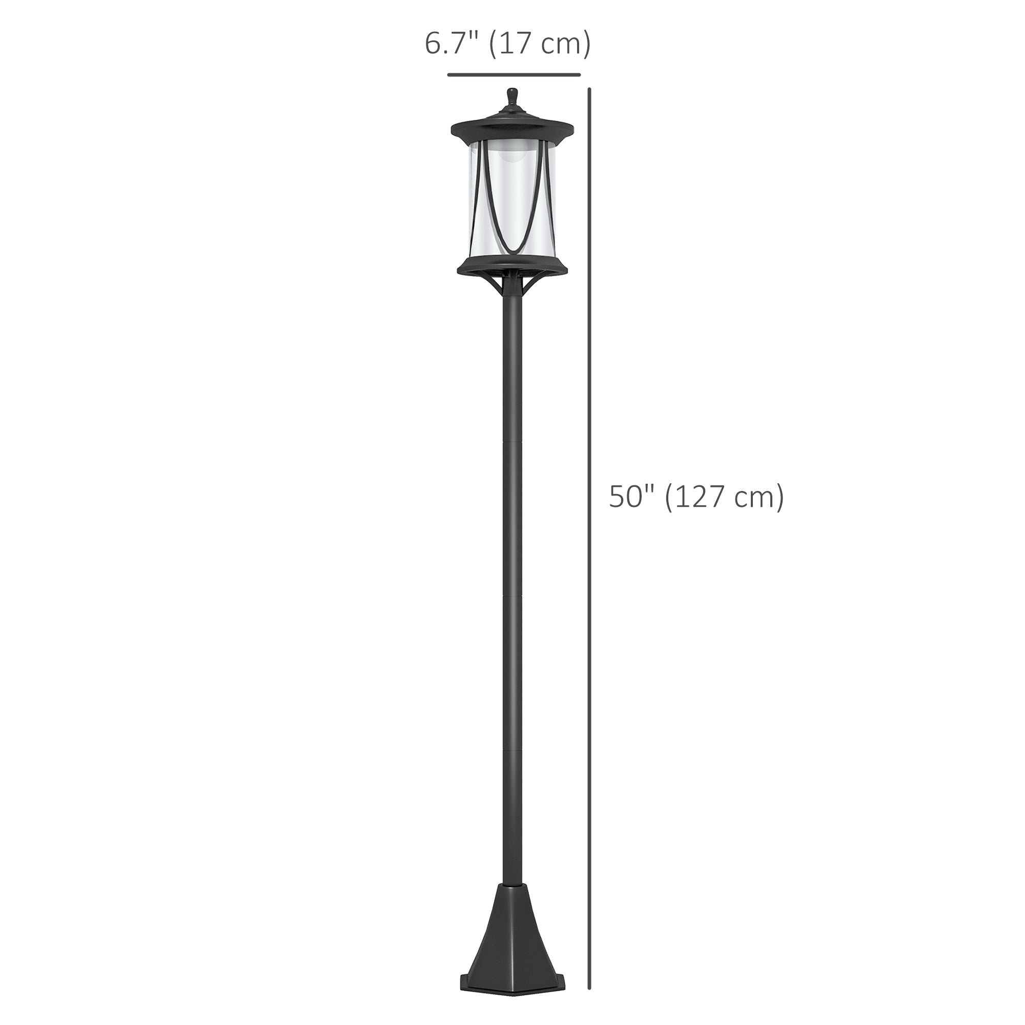 Outsunny Solar Lamp Post Light, 50" LED Outdoor Street Light, Waterproof IP44 for Patio, Garden, Backyard, Pathway, Cool White