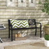 Outsunny 50" Outdoor Bench, Metal Frame Patio Loveseat with Floral Pattern Backrest, Cured Armrest, for Conservatory, Garden, Poolside, Deck, Black