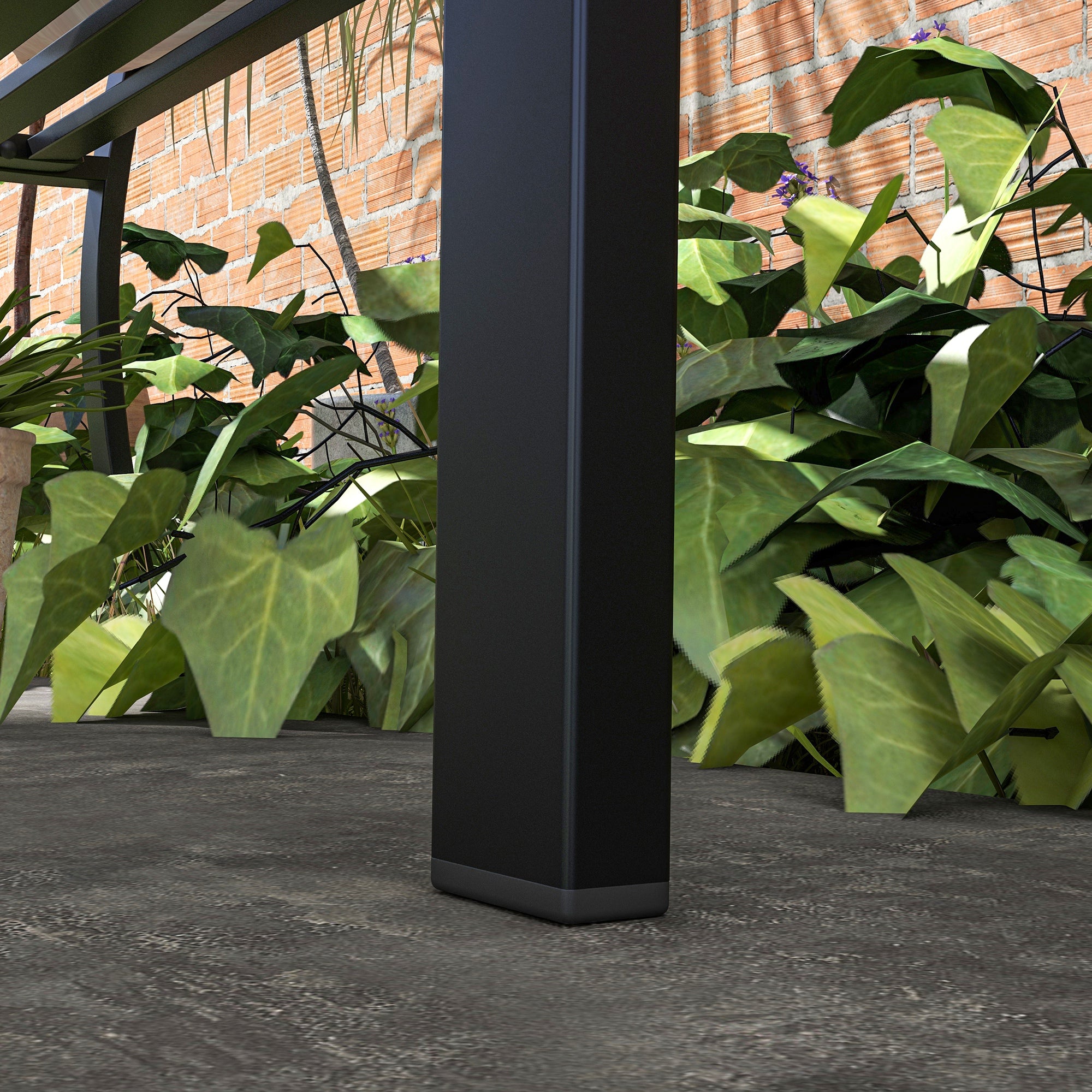 Outsunny 50" Outdoor Bench, Metal Frame Patio Loveseat with Floral Pattern Backrest, Cured Armrest, for Conservatory, Garden, Poolside, Deck, Black