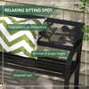 Outsunny 50" Outdoor Bench, Metal Frame Patio Loveseat with Floral Pattern Backrest, Cured Armrest, for Conservatory, Garden, Poolside, Deck, Black