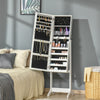 HOMCOM Jewelry Cabinet with LED Light, Lockable Jewelry Storage Organizer with Full-Length Mirror for Dressing Room, White