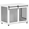 PawHut Dog Crate Furniture, 39" Dog Kennel End Table with Sliding Barn Door, Furniture Style Dog Cage for Large Dogs, White